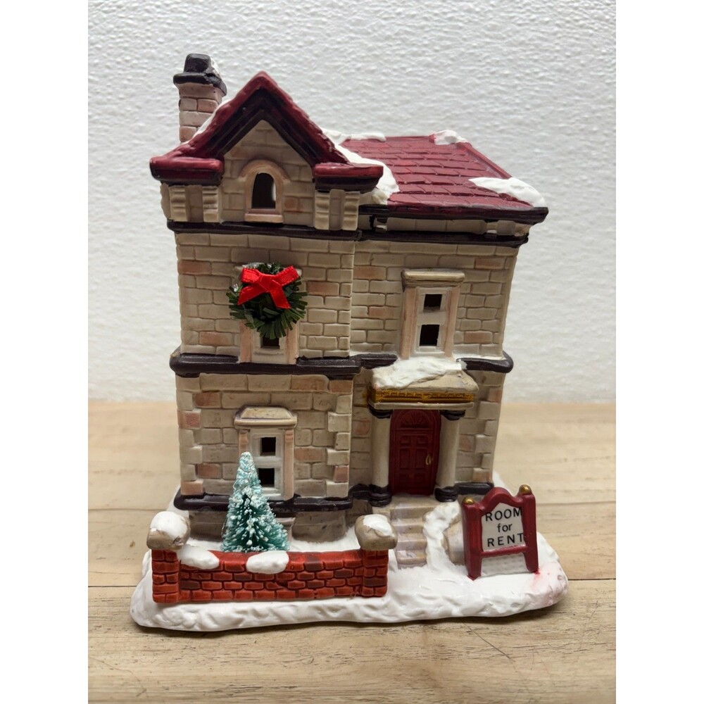 Vintage 1992 Christmas Valey Hollyshire Place Collection Lighted Porcelain House